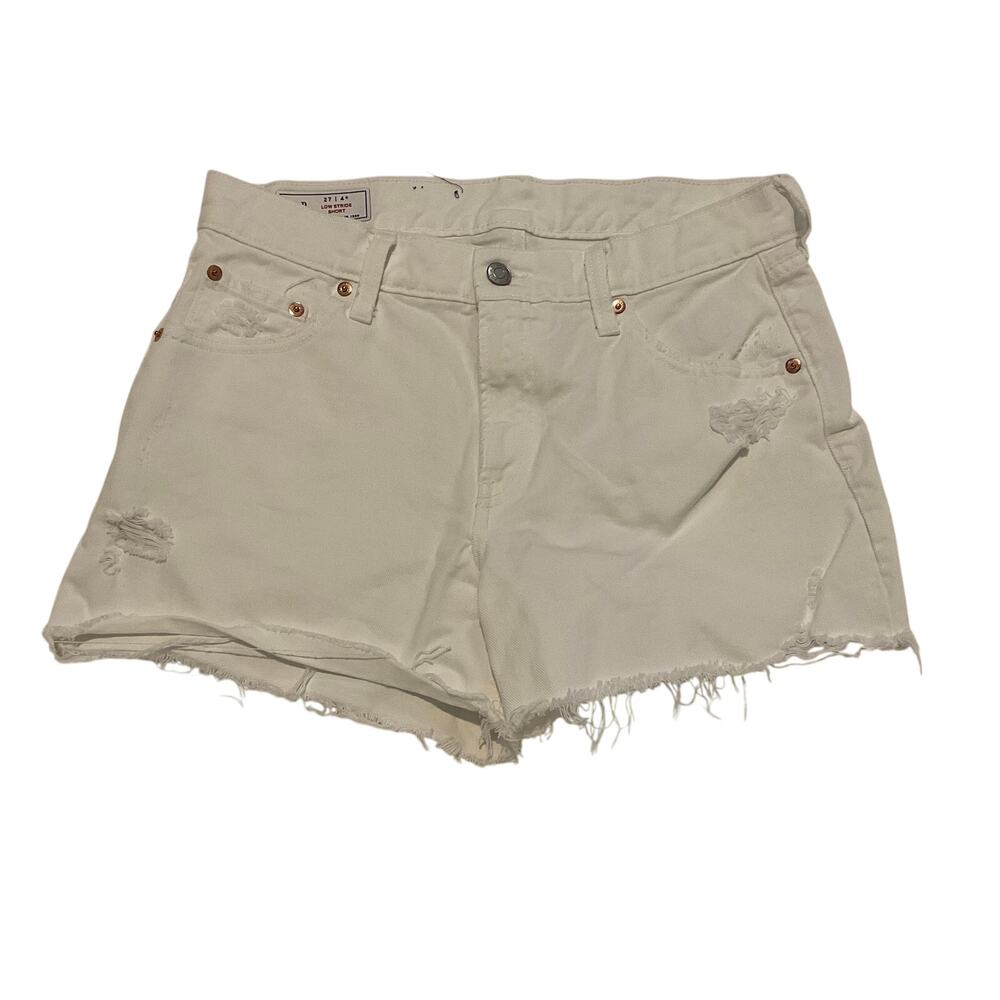 Gap Women’s White Low Stride Denim Distressed Shorts -‎ Size 27